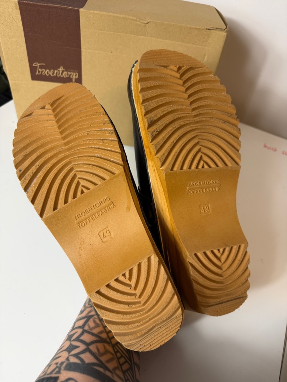 Troentorp Classic Da Vinci Vegan Leather Clog Mule with Natural Wood Sole 43 NIB - Picture 6 of 11